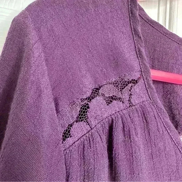 Northern  Reflections Blouse Lace Flowy Purple Size Large - Picture 3 of 16
